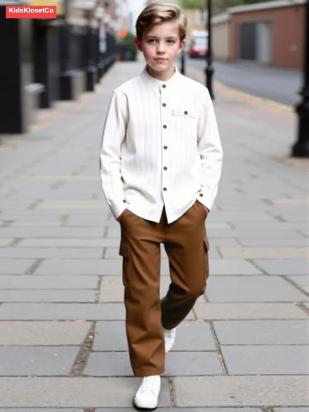 Boys 2-Piece Active Set Sweatshirt & Cargo Joggers Long Sleeve 4-12 Casual